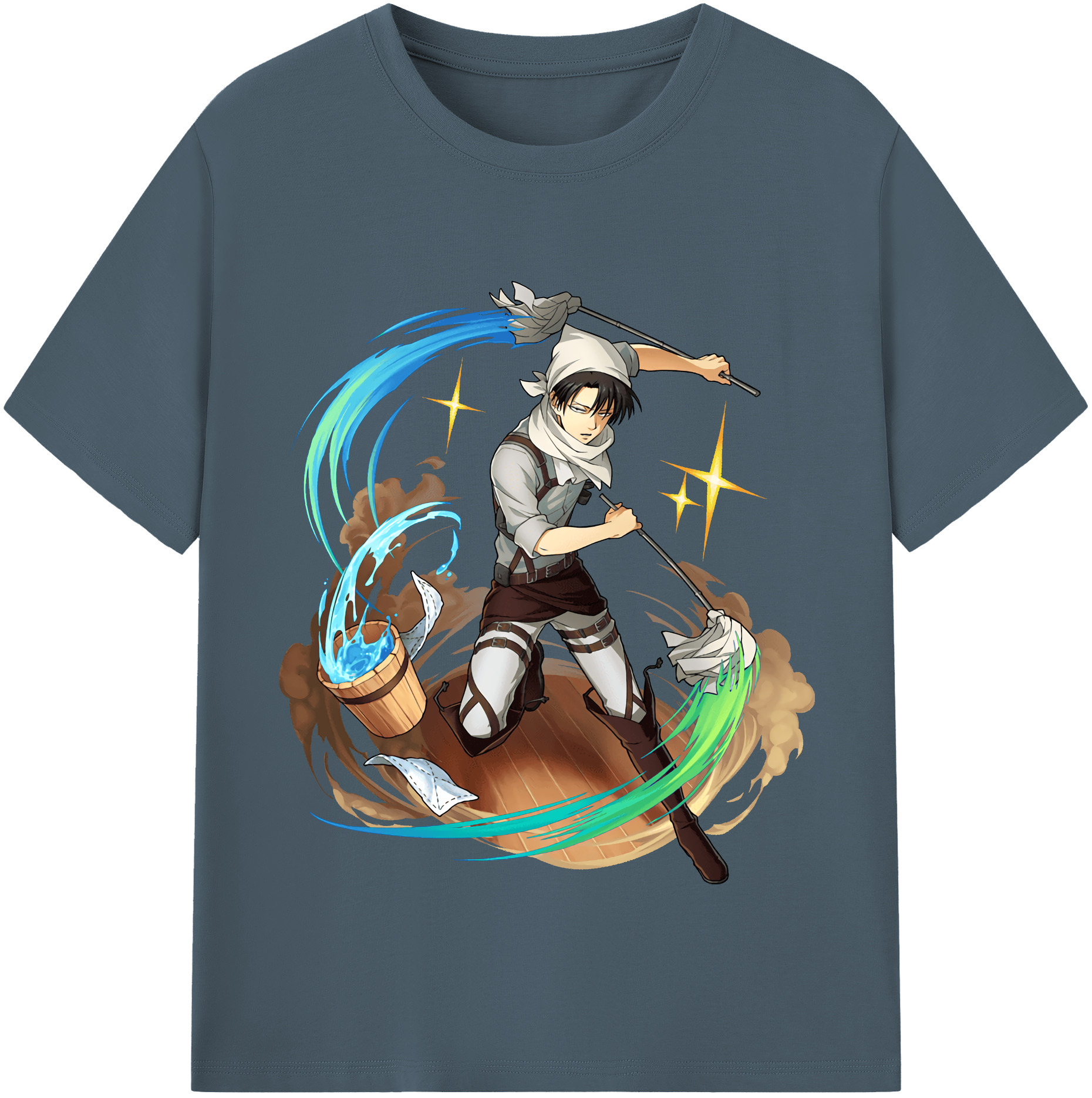 （画像用） 進撃の巨人 リヴァイ·アッカーマン Attack on Titan Levi Ackerman 綿100％半袖Tシャツ（フロントプリント）